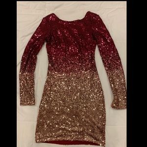 Sequin Long Sleeve Mini Party Dress